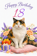 Pfotenzauber – Digitale Katzen‑Geburtstagskarte „Happy Birthday 18"