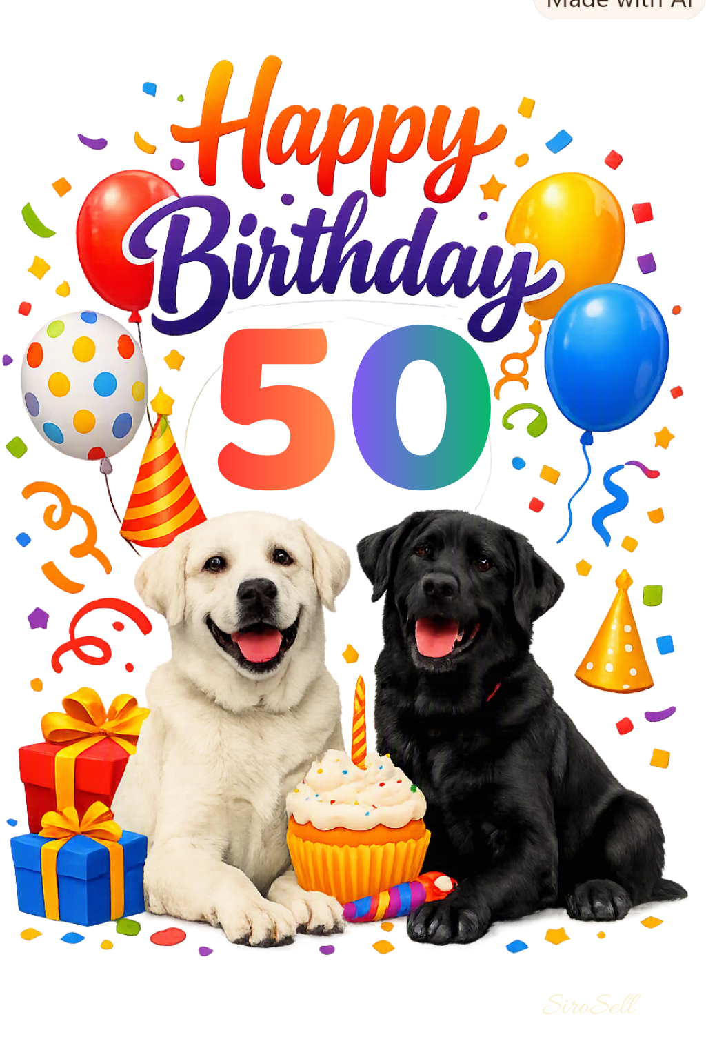 Pfotenfreude – Digitale Geburtstagskarte zum runden Geburtstag (20, 30, 40, 50, 60)