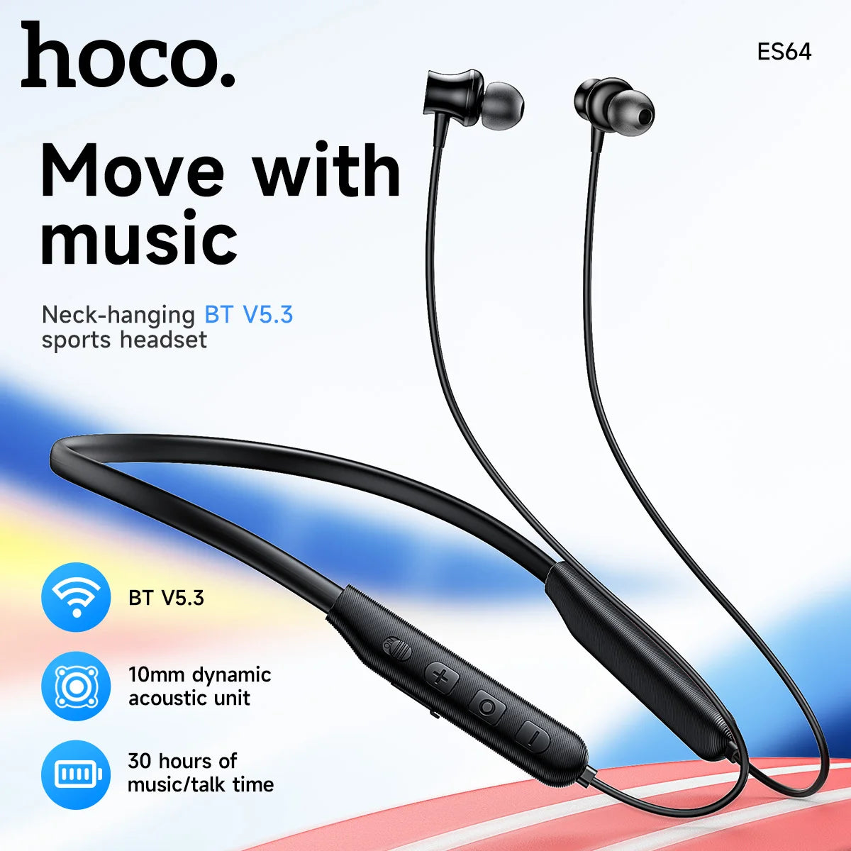 HOCO Nackenband Bluetooth Kopfhörer – Stabiler Halt & 10‑MM Stereo‑Klang