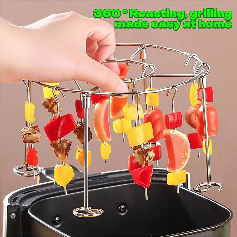 Air Fryer Grill Set – 304 Edelstahl Vertikalgrill mit 24 Spießen