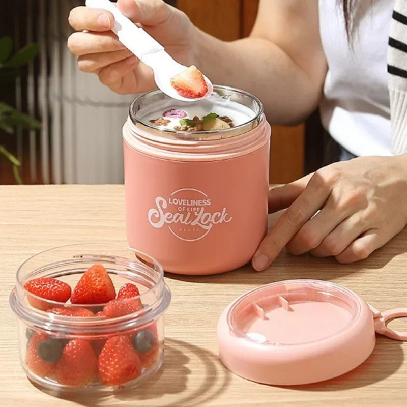 Tragbarer Suppenbecher aus Edelstahl – für Frühstück, Hafermilch oder Obstsalat