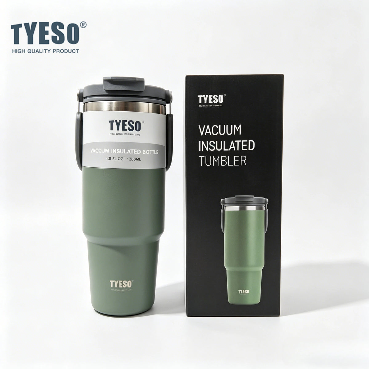 Tyeso 900ML Reisebecher Edelstahl Kaffeebecher Kalt-Heiss Doppelwandiger Isolierbecher Thermobecher Vakuum-Wasserflasche Auto-Thermobecher