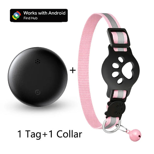 Anti-Verlust Katzenhalsband für Smart Tag GPS-Tracker Schutzhülle mit Glocke Katzenhalskette, Bluetooth-Tracker-Tag für Android