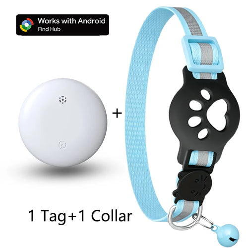 Anti-Verlust Katzenhalsband für Smart Tag GPS-Tracker Schutzhülle mit Glocke Katzenhalskette, Bluetooth-Tracker-Tag für Android
