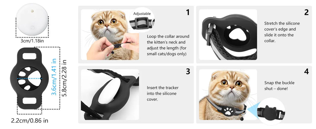 Anti-Verlust Katzenhalsband für Smart Tag GPS-Tracker Schutzhülle mit Glocke Katzenhalskette, Bluetooth-Tracker-Tag für Android