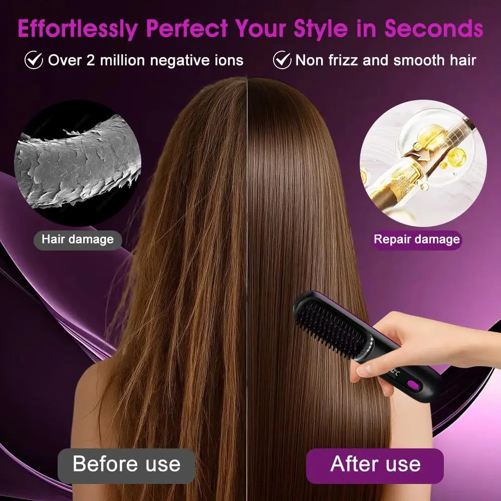 SiroSell - Kabellose Glättungsbürste, professionelles 3-in-1-Haarstyling-Gerät