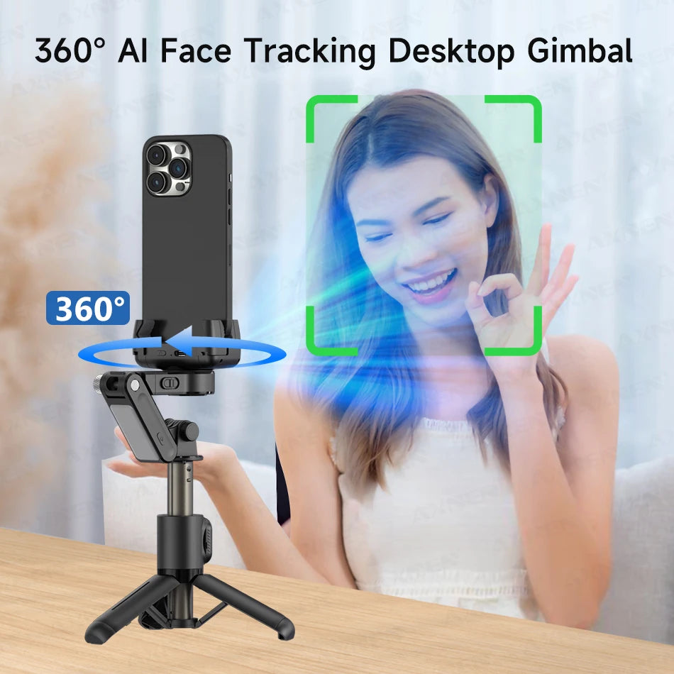 AXNEN Gimbal Q19 AI-Desktop-Stativ mit 360°-Automatik-Rotation, Gesichtsverfolgung
