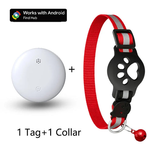 Anti-Verlust Katzenhalsband für Smart Tag GPS-Tracker Schutzhülle mit Glocke Katzenhalskette, Bluetooth-Tracker-Tag für Android