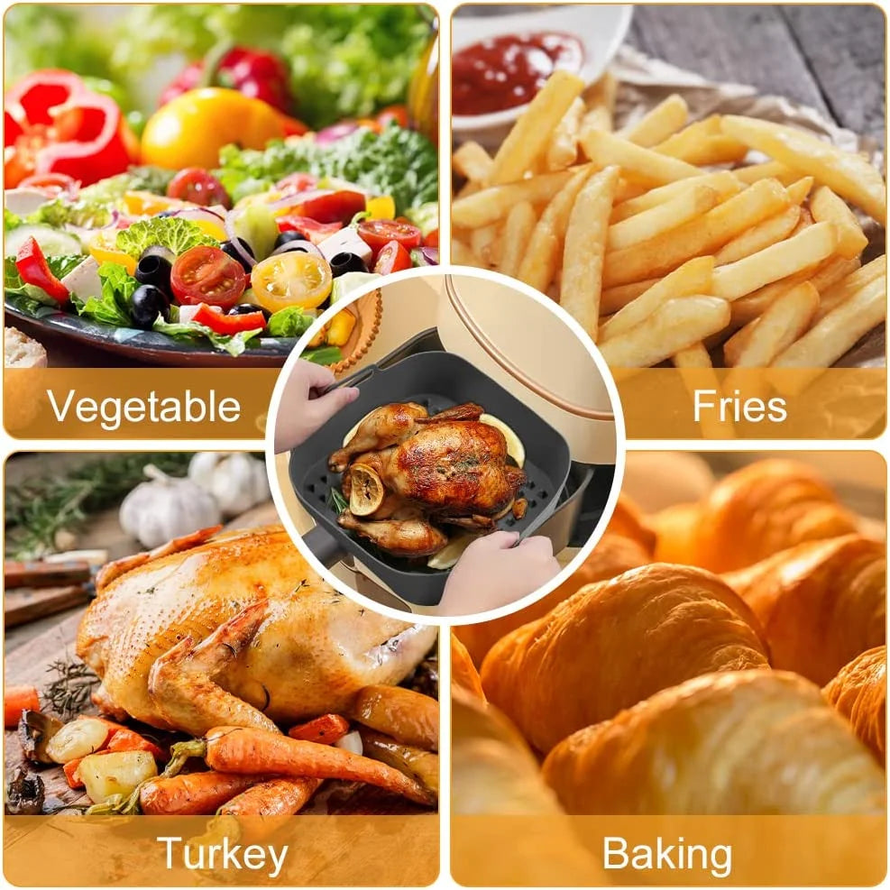 Thick Reusable Silicone Air Fryer Pot – Quadratische Silikon‑Form & Liners