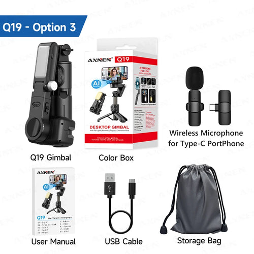 AXNEN Gimbal Q19 AI-Desktop-Stativ mit 360°-Automatik-Rotation, Gesichtsverfolgung
