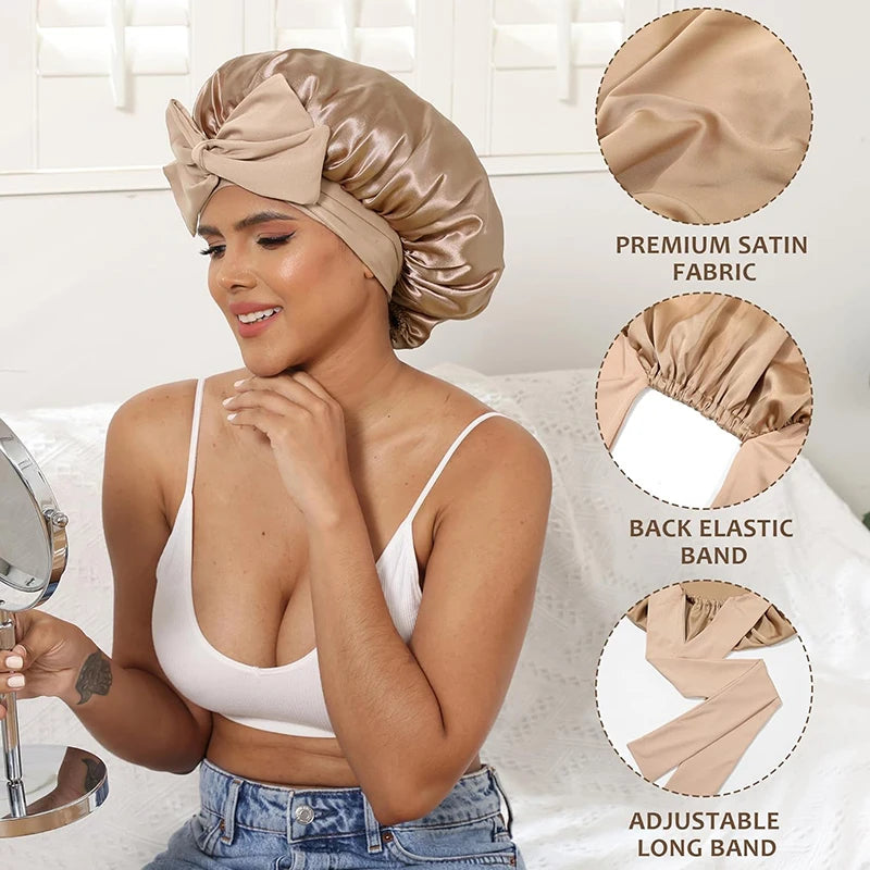 Bequeme, atmungsaktive und weiche Schlafhaube aus Satin für Damen