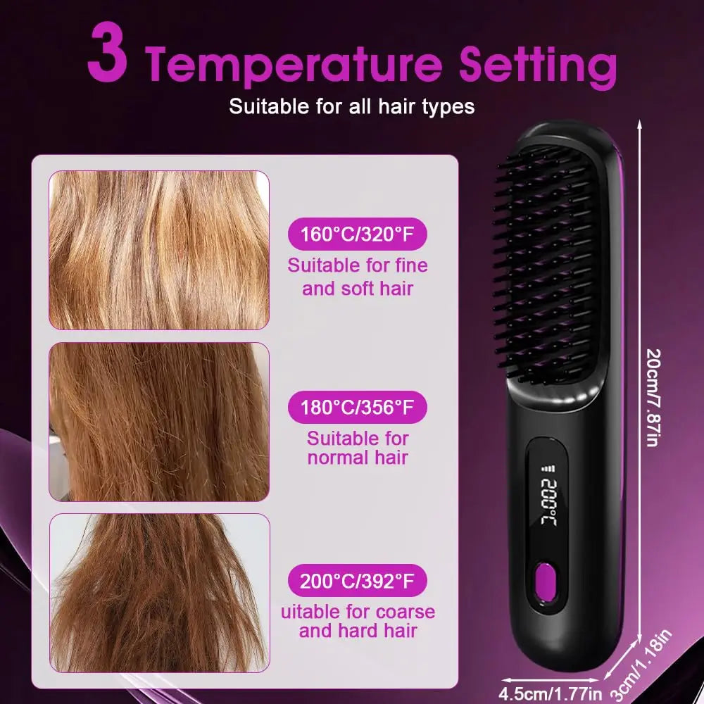 SiroSell - Kabellose Glättungsbürste, professionelles 3-in-1-Haarstyling-Gerät