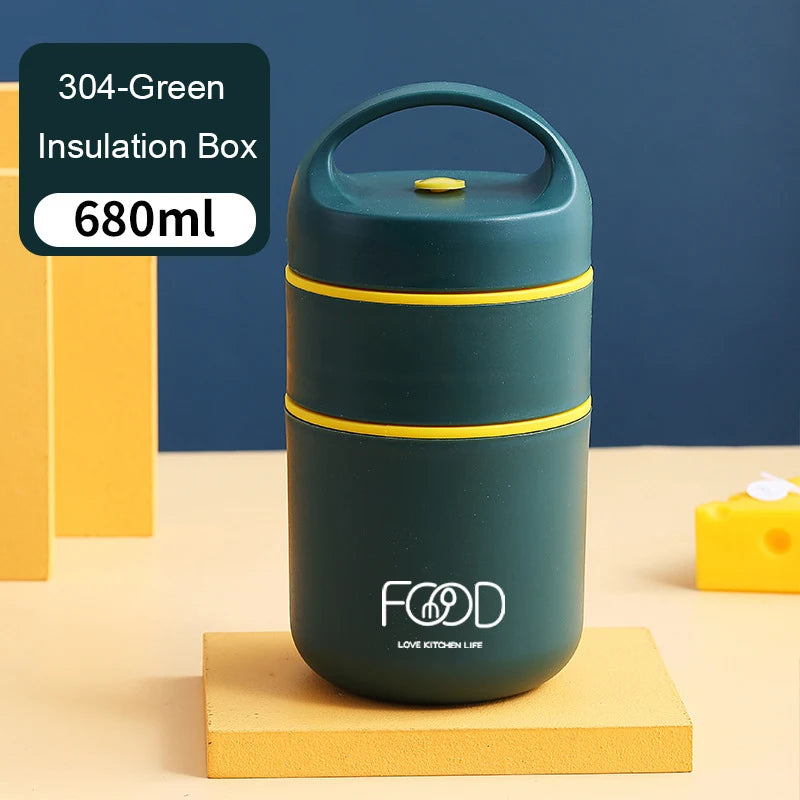 Isolierte Lunchbox aus Edelstahl mit Vakuumisolierung und Lunchtasche