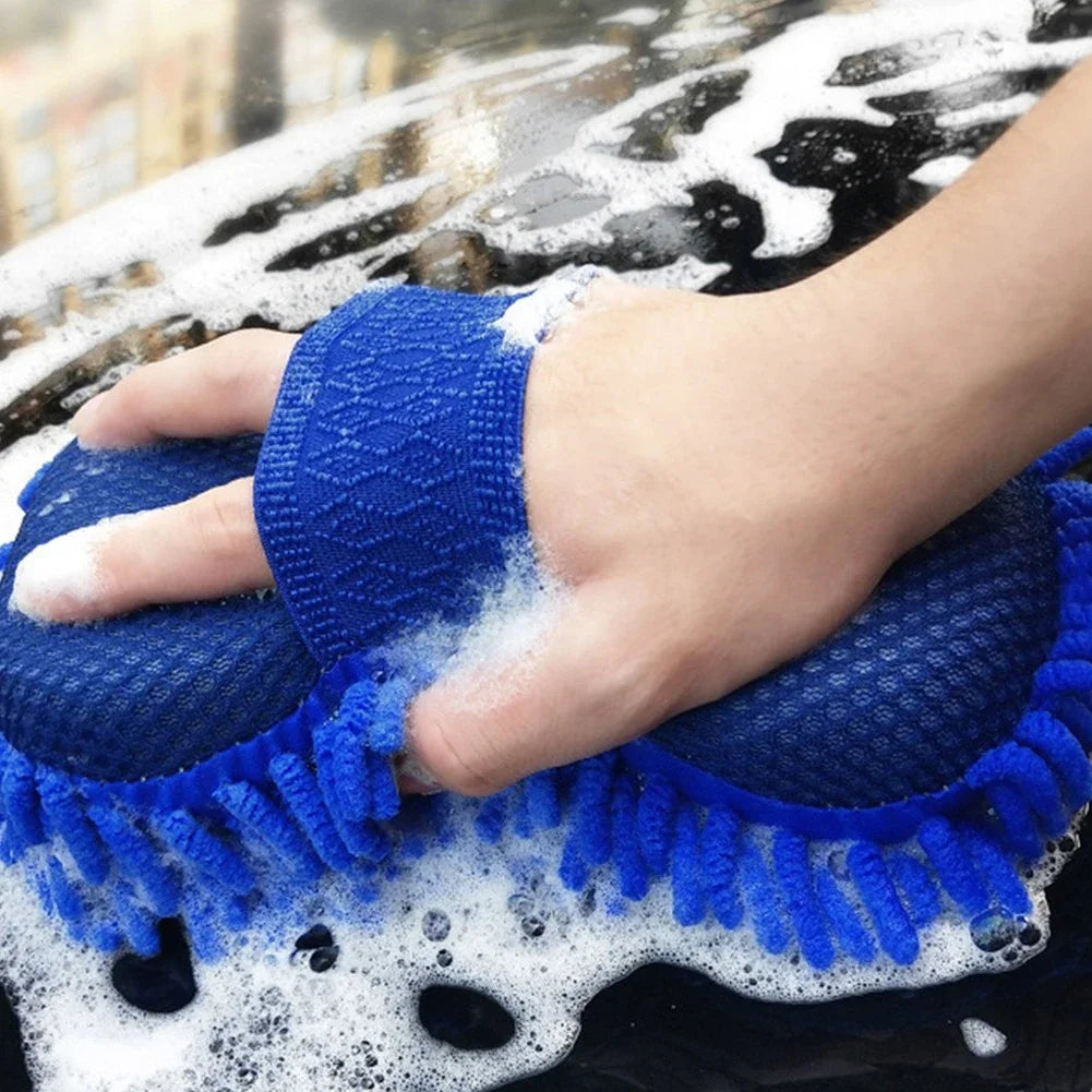 Mikrofaser‑Chenille Auto‑Waschschwamm – Blau, Weich & Kratzerfrei