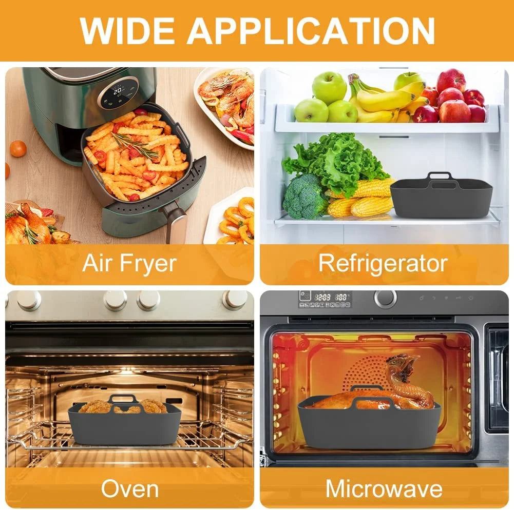 Thick Reusable Silicone Air Fryer Pot – Quadratische Silikon‑Form & Liners