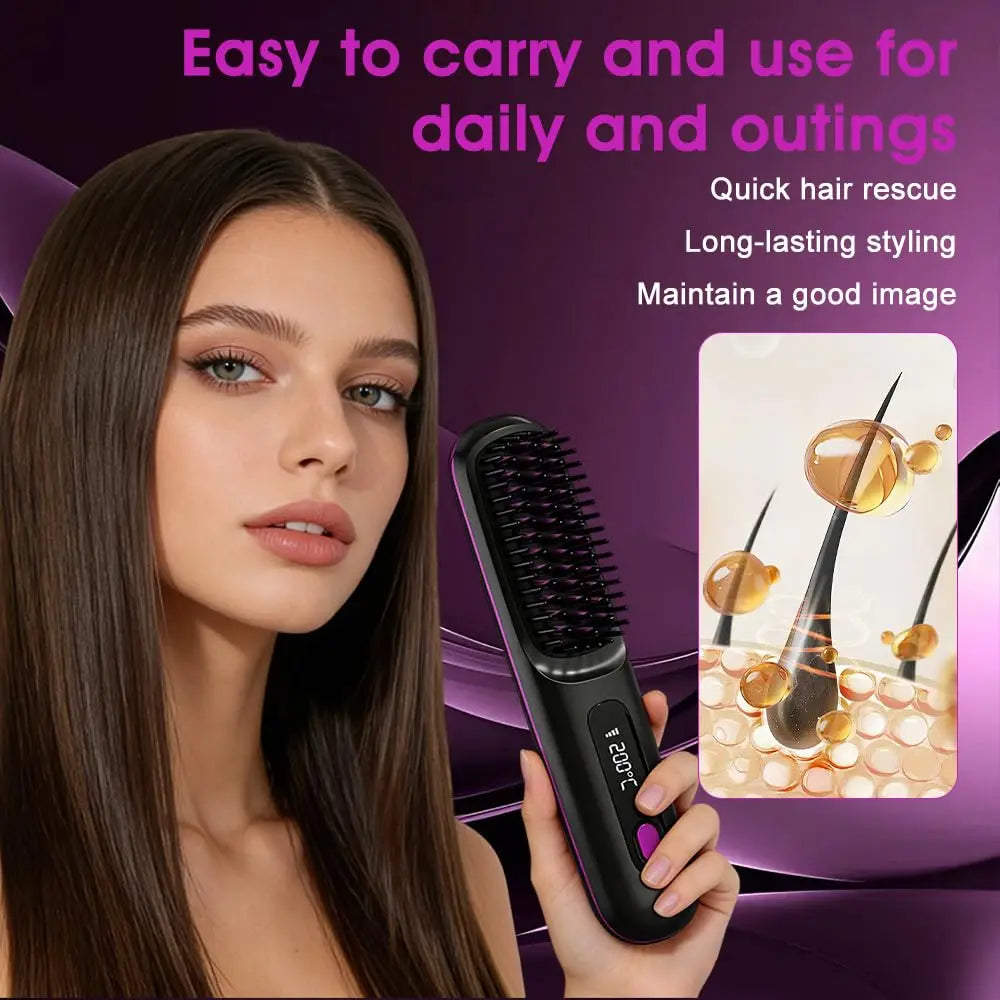 SiroSell - Kabellose Glättungsbürste, professionelles 3-in-1-Haarstyling-Gerät