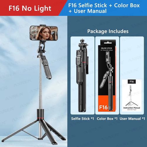 F16 Selfie-Stick-Stativ mit 1708 mm langer, 8-teiliger Teleskopstange, Bluetooth