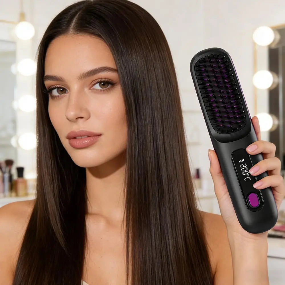 SiroSell - Kabellose Glättungsbürste, professionelles 3-in-1-Haarstyling-Gerät
