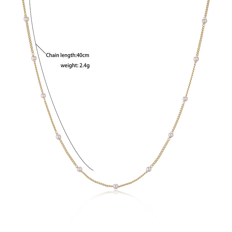 18K vergoldete Perlen‑Halskette im K‑Pop‑Stil – inkl. passendem Armband
