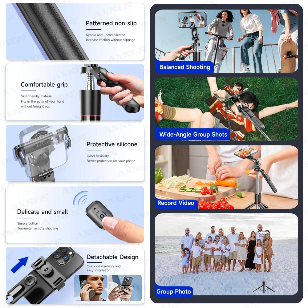 F16 Selfie-Stick-Stativ mit 1708 mm langer, 8-teiliger Teleskopstange, Bluetooth