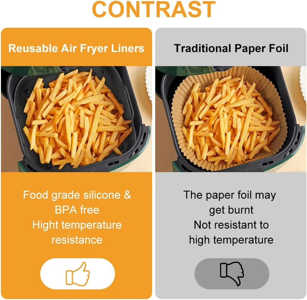 Thick Reusable Silicone Air Fryer Pot – Quadratische Silikon‑Form & Liners