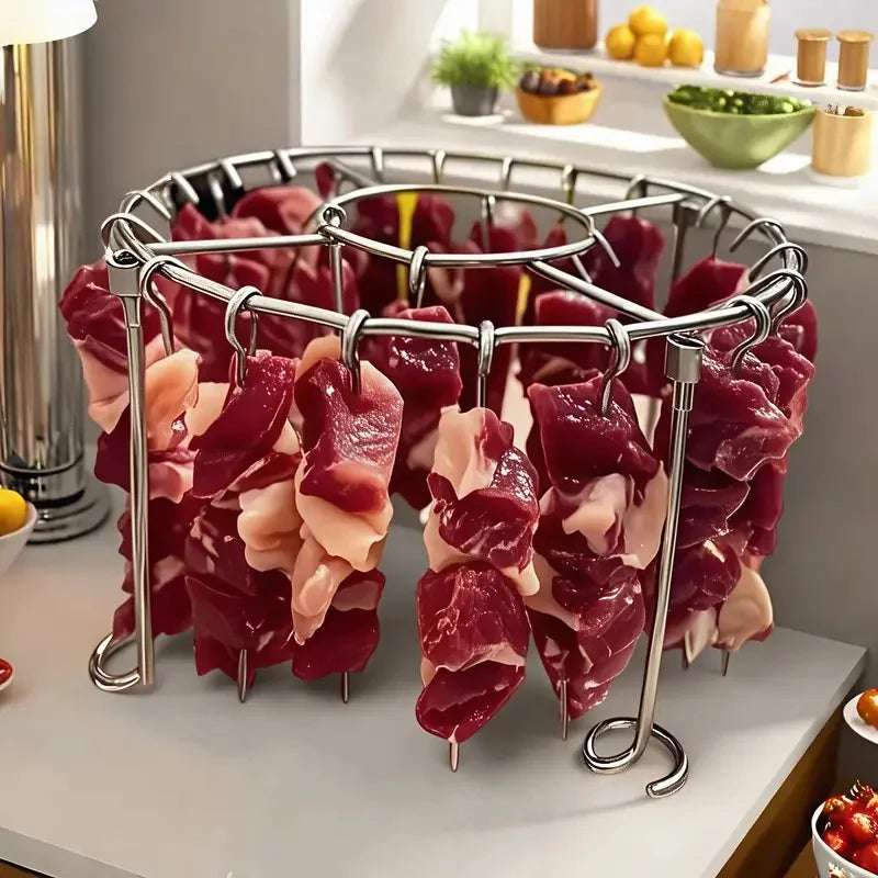 Air Fryer Grill Set – 304 Edelstahl Vertikalgrill mit 24 Spießen