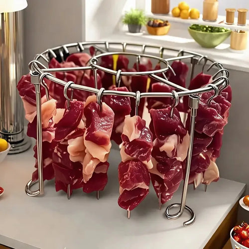 Air Fryer Grill Set – 304 Edelstahl Vertikalgrill mit 24 Spießen