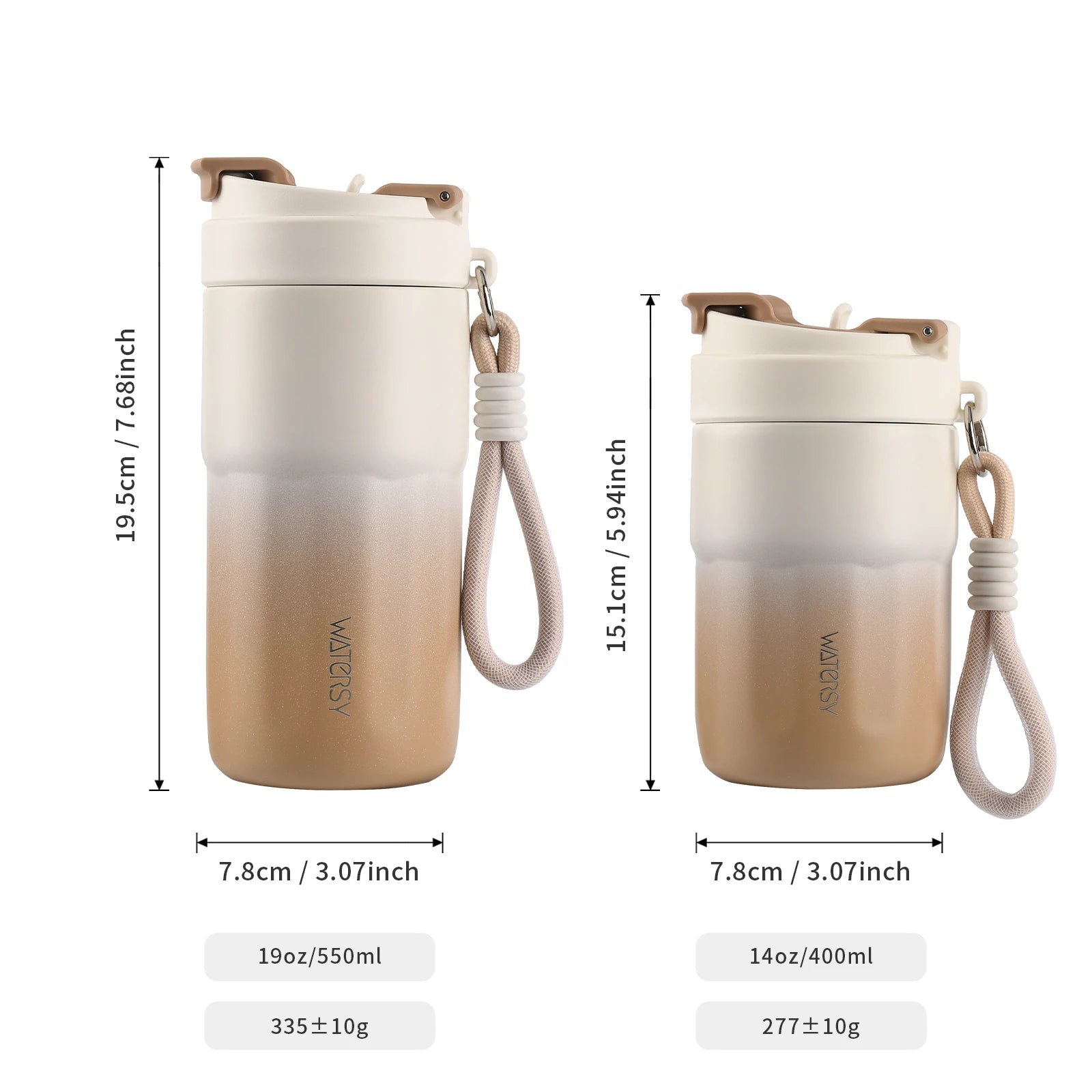 WATERSY Kaffeebecher (400 ml / 550 ml) aus Edelstahl – Isolierbecher