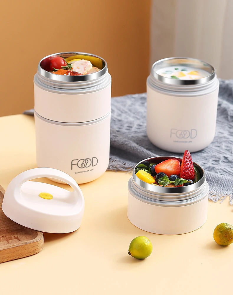 Isolierte Lunchbox aus Edelstahl mit Vakuumisolierung und Lunchtasche