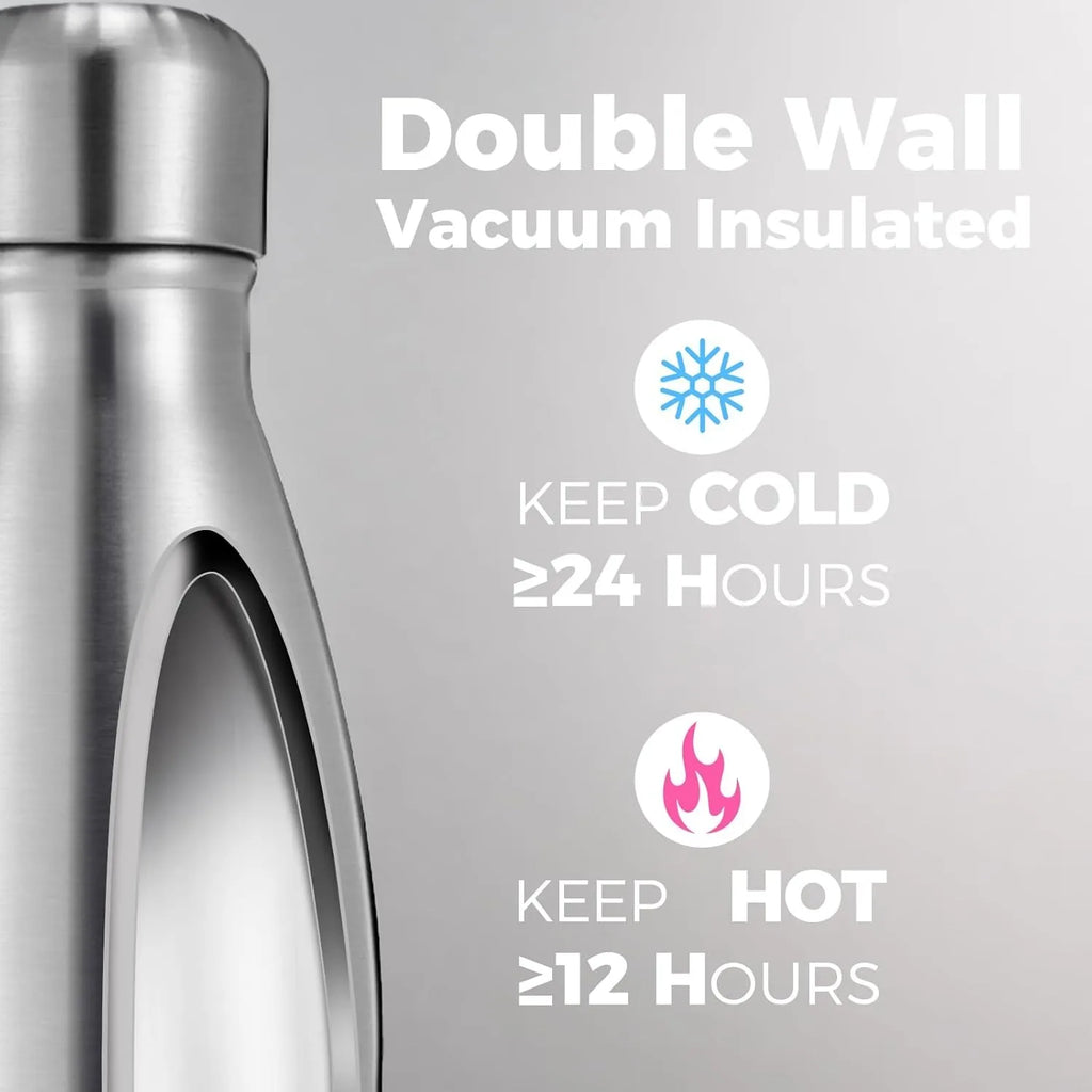 Doppelwandige Edelstahl-Thermosflasche für Sport, 500 ml/17 oz