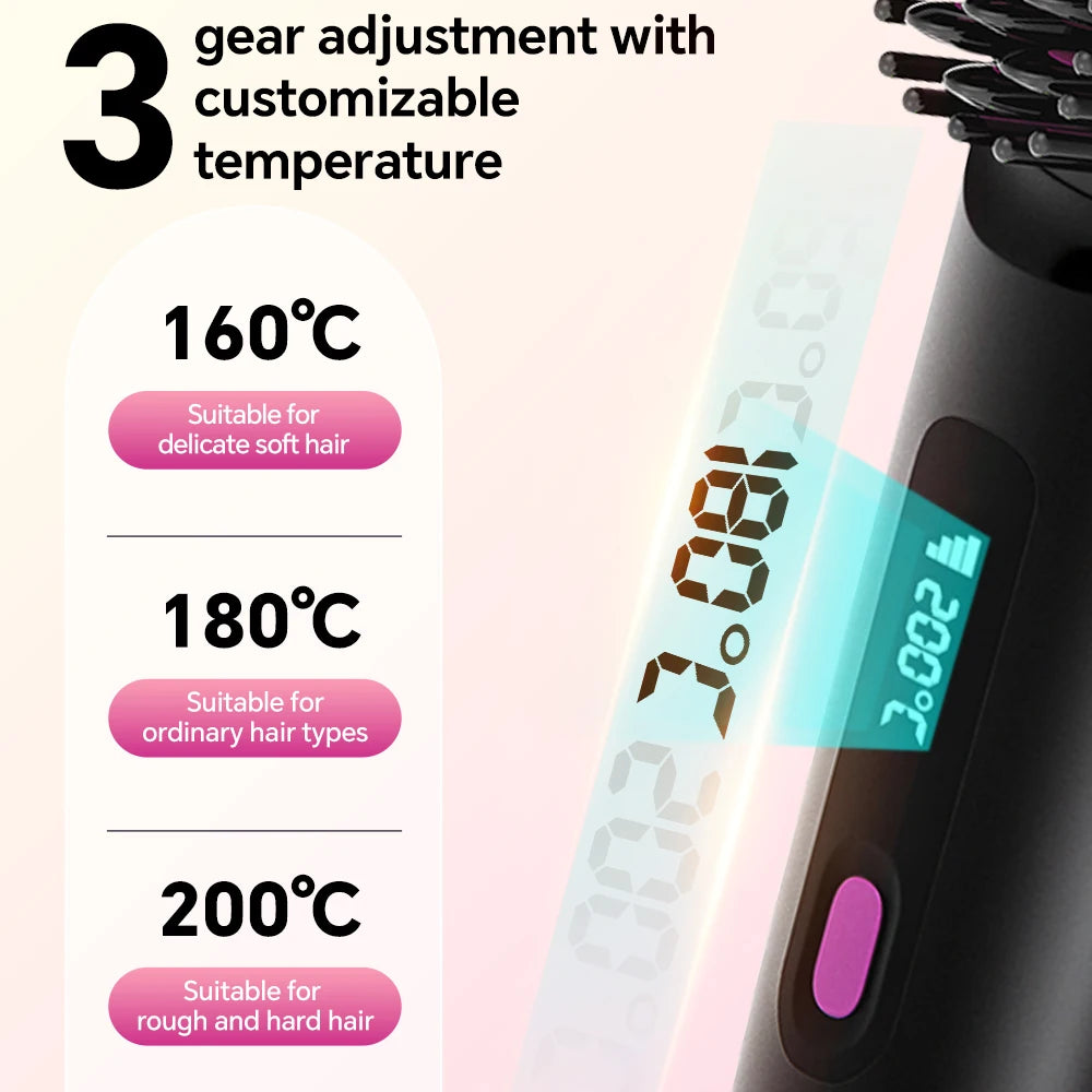 Kabellose, aufladbare Glättungsbürste mit Ionen-Technologie