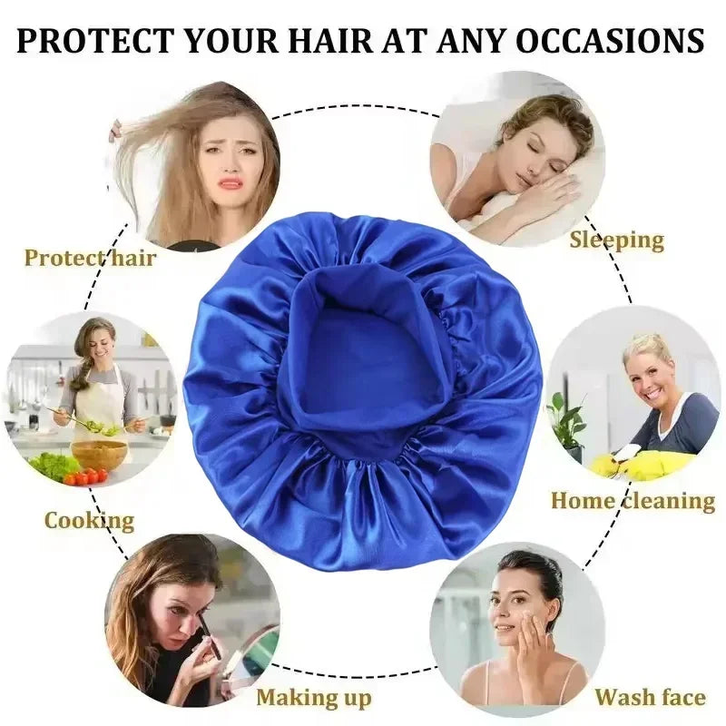 Grosse Satin-Haarhaube mit weichem Seidensatin-Futter für den Hausgebrauch