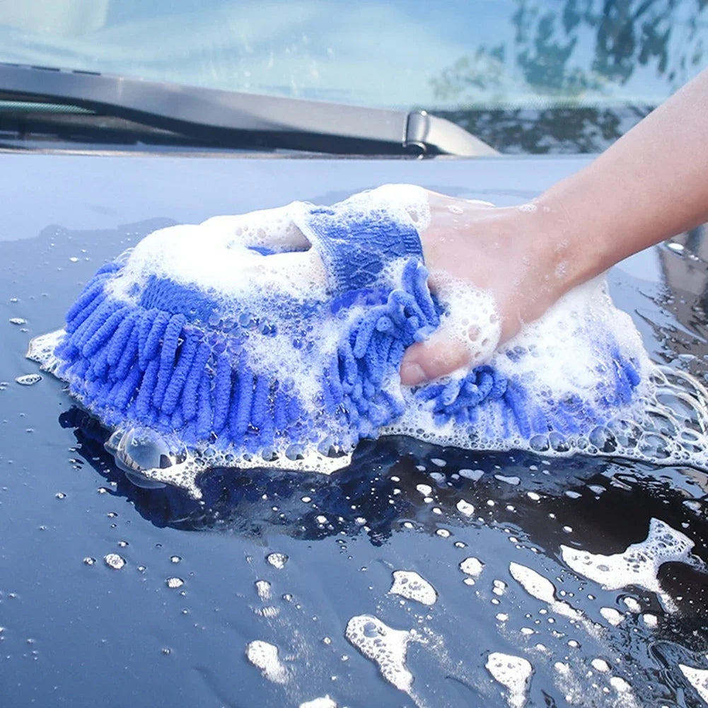 Mikrofaser‑Chenille Auto‑Waschschwamm – Blau, Weich & Kratzerfrei