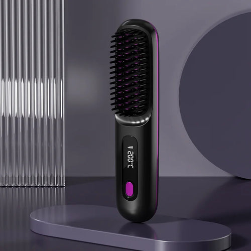 Glättungsbürste mit LCD-Display, kabellos, USB-Aufladung