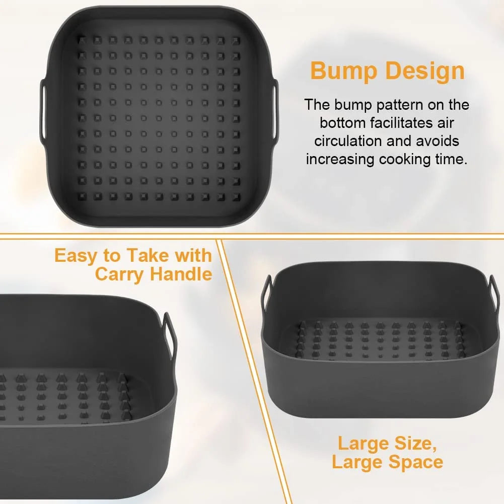 Thick Reusable Silicone Air Fryer Pot – Quadratische Silikon‑Form & Liners