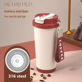 WATERSY 530ml Kaffeebecher aus Edelstahl mit Strohhalm