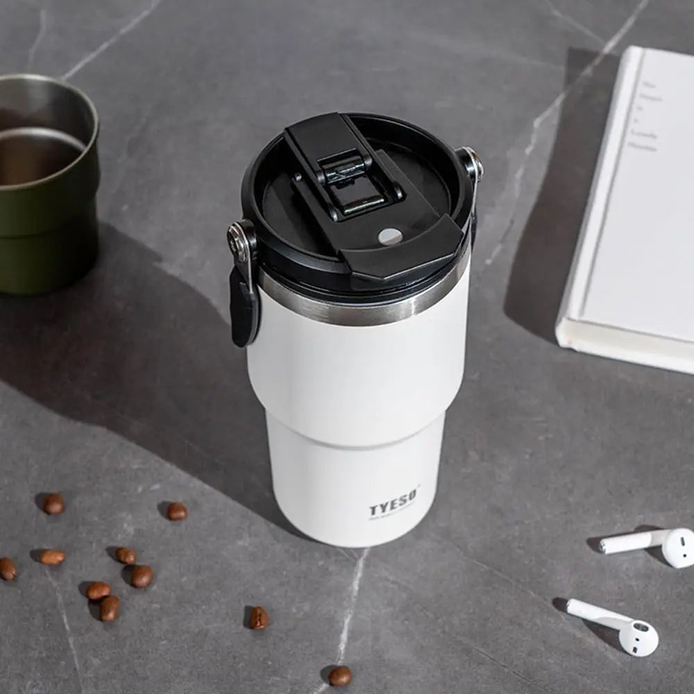 Tyeso 900ML Reisebecher Edelstahl Kaffeebecher Kalt-Heiss Doppelwandiger Isolierbecher Thermobecher Vakuum-Wasserflasche Auto-Thermobecher