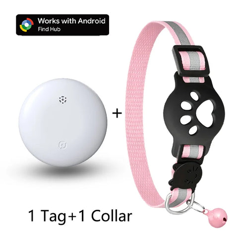 Anti-Verlust Katzenhalsband für Smart Tag GPS-Tracker Schutzhülle mit Glocke Katzenhalskette, Bluetooth-Tracker-Tag für Android