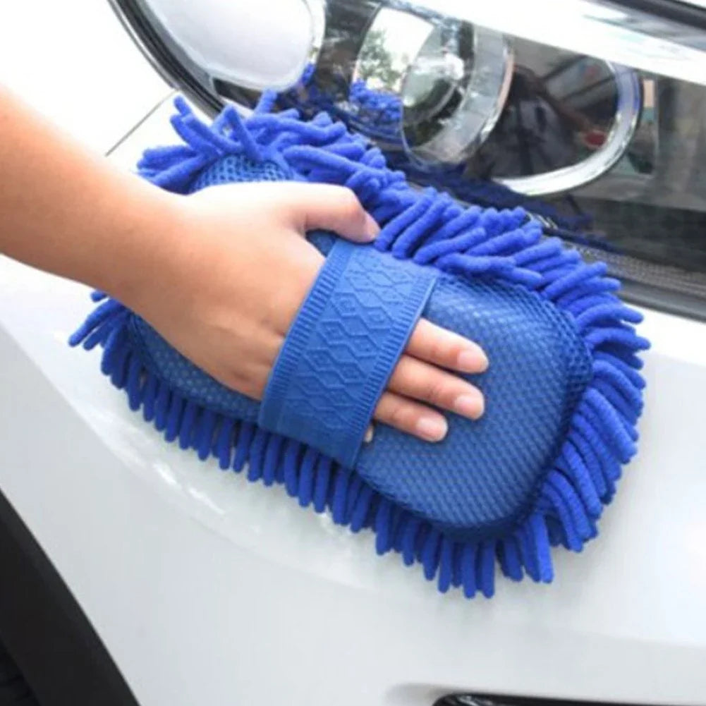 Mikrofaser‑Chenille Auto‑Waschschwamm – Blau, Weich & Kratzerfrei