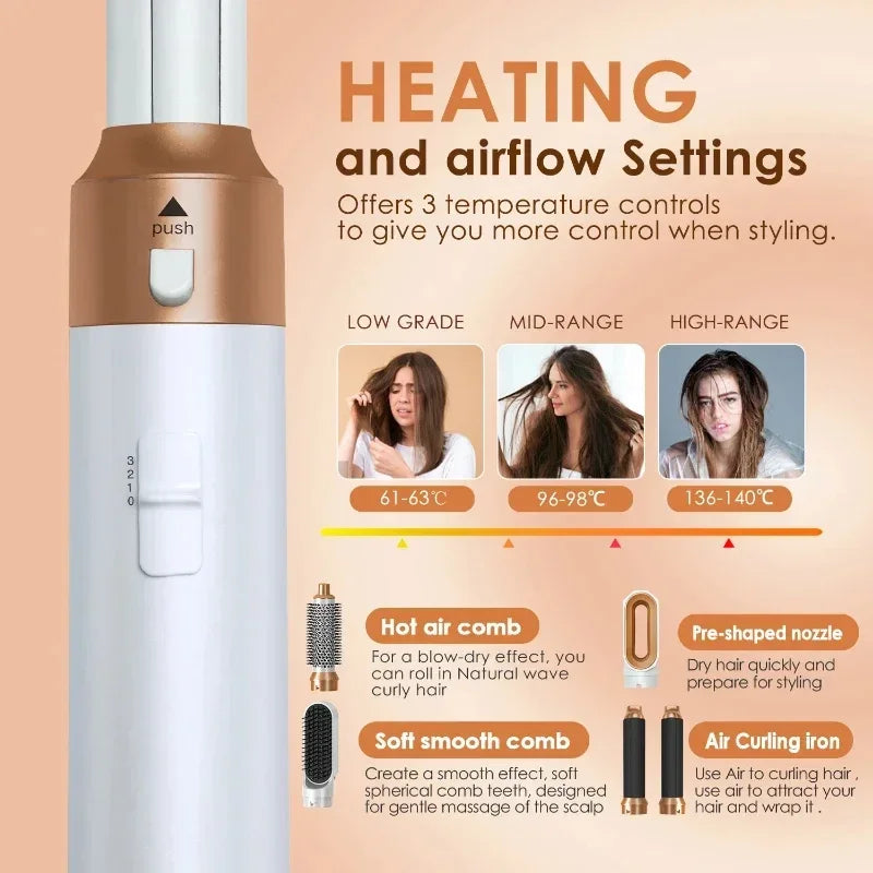 5‑in‑1 Hair Dryer & Hot Air Brush – Glätten, Volumen, Locken & schnelles Trocknen