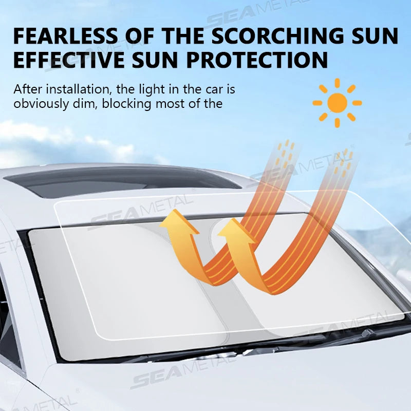 SEAMETAL Auto‑Sonnen‑ & Hitzeschutz – Faltbare Frontscheiben‑Abdeckung, Anti‑UV & Isolieren