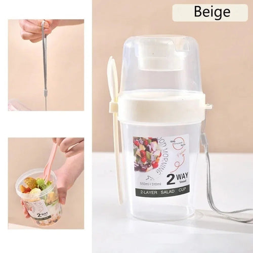 Tragbarer Haferflocken-Joghurt-Salatbecher