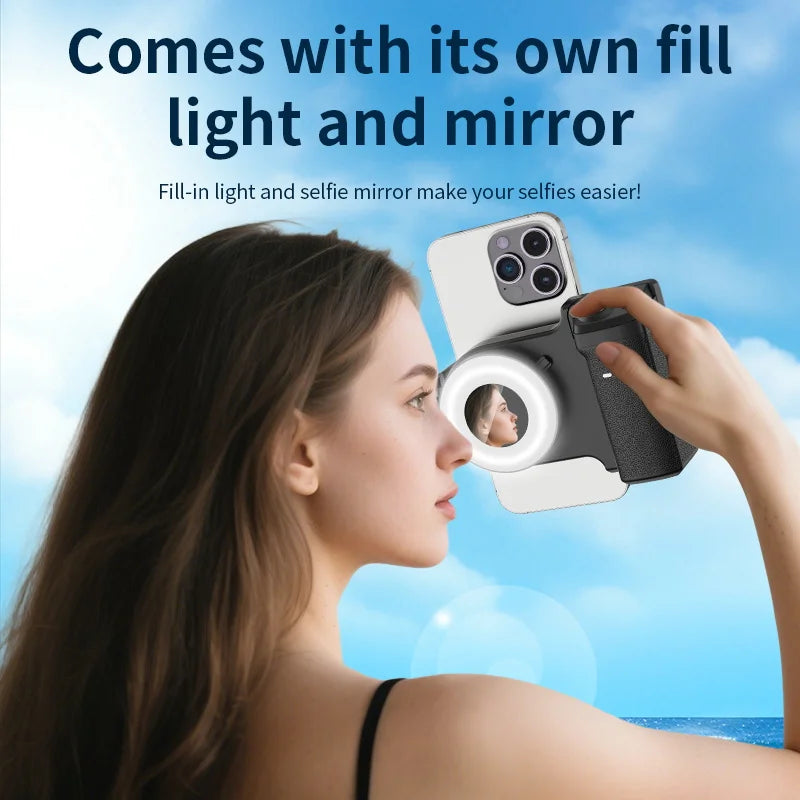 Magnetischer Selfie‑Griff mit Ringlicht