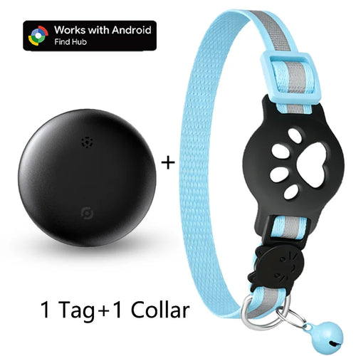 Anti-Verlust Katzenhalsband für Smart Tag GPS-Tracker Schutzhülle mit Glocke Katzenhalskette, Bluetooth-Tracker-Tag für Android