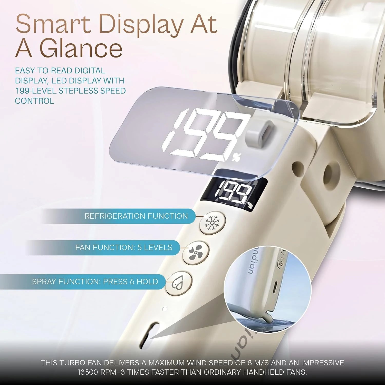Bleib cool! 3‑in‑1 Handventilator mit Eis‑Kühlung & Sprühnebel. Dein Sommer‑Must‑Have