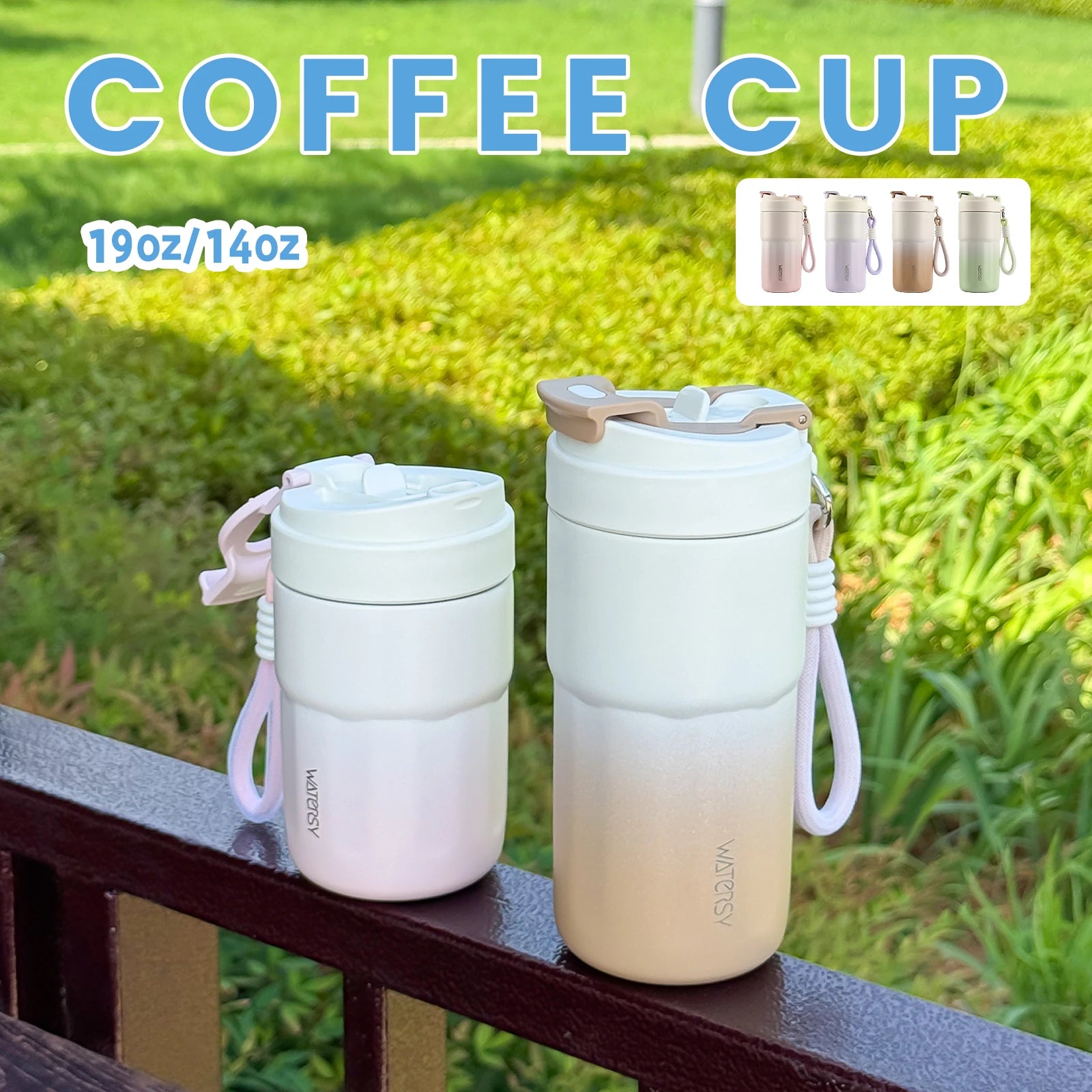 WATERSY Kaffeebecher (400 ml / 550 ml) aus Edelstahl – Isolierbecher