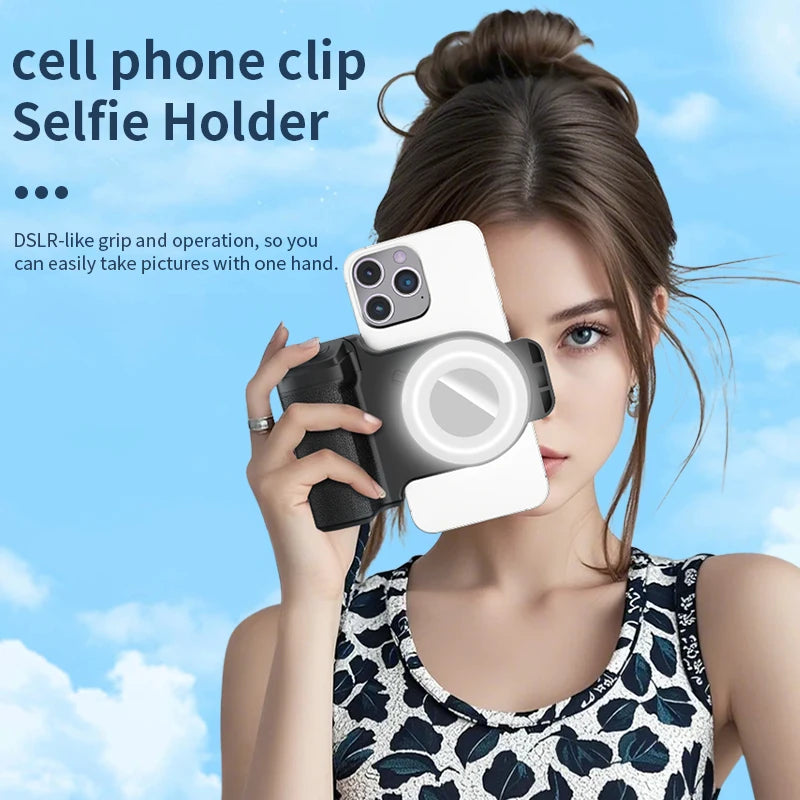 Magnetischer Selfie‑Griff mit Ringlicht