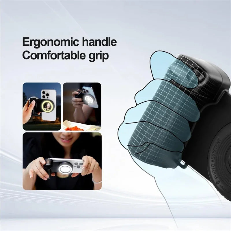 Magnetischer Selfie-Stick mit Ringlicht, Handy-Kameragriff und Stabilisator