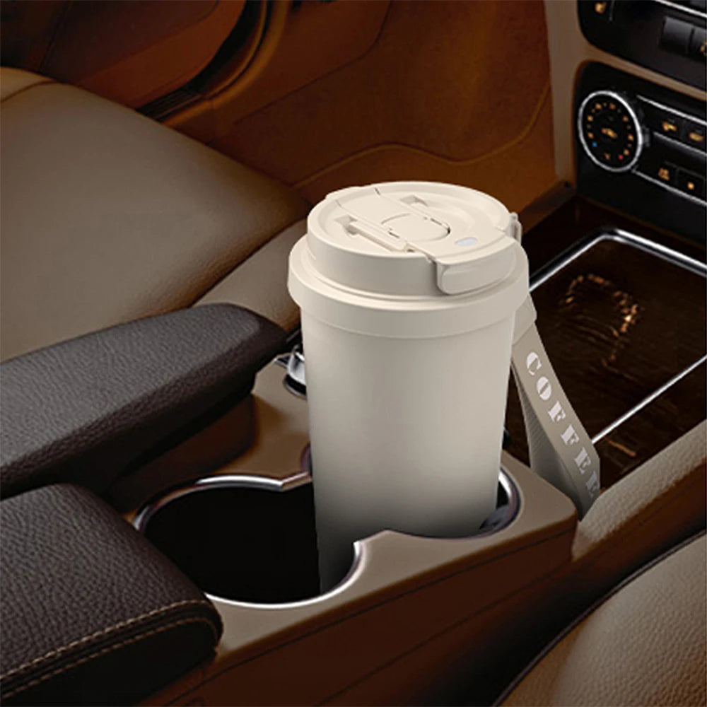 WATERSY 530ml Kaffeebecher aus Edelstahl mit Strohhalm