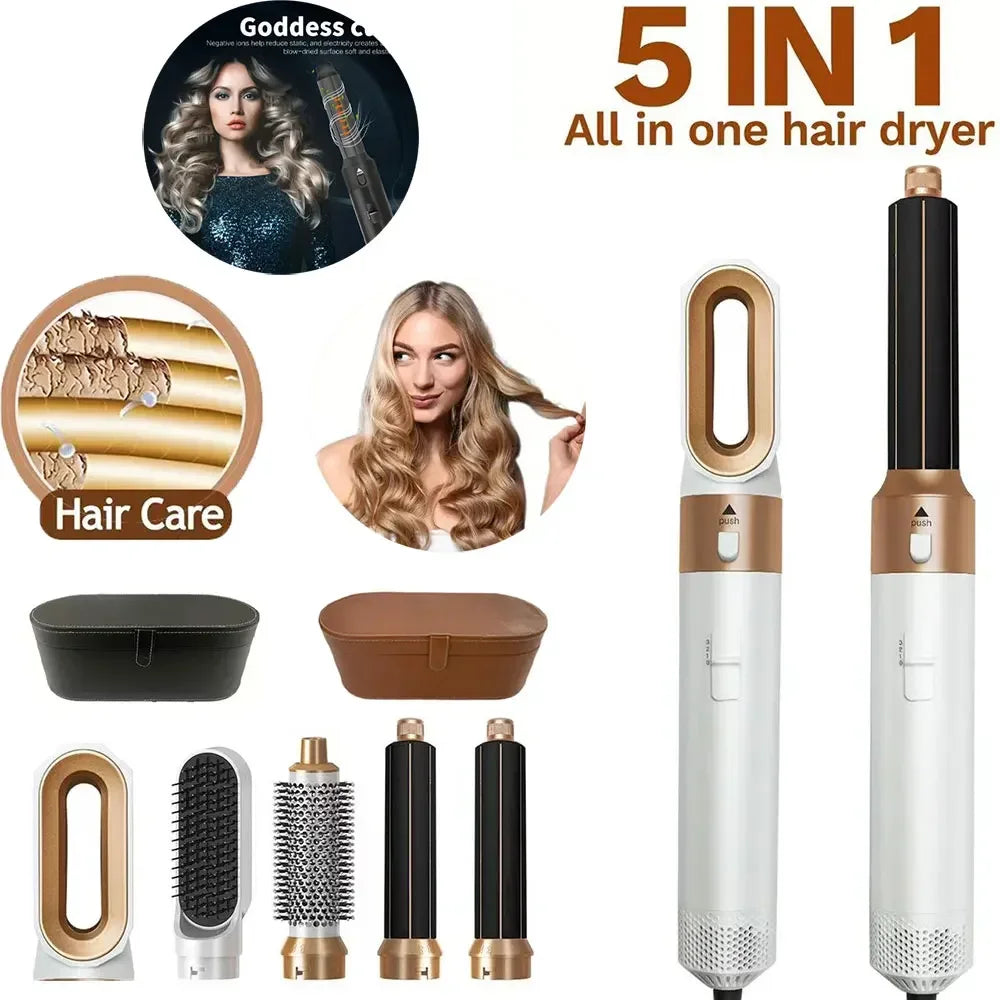 5‑in‑1 Hair Dryer & Hot Air Brush – Glätten, Volumen, Locken & schnelles Trocknen